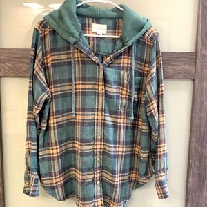 American Eagle Hooded Flannel